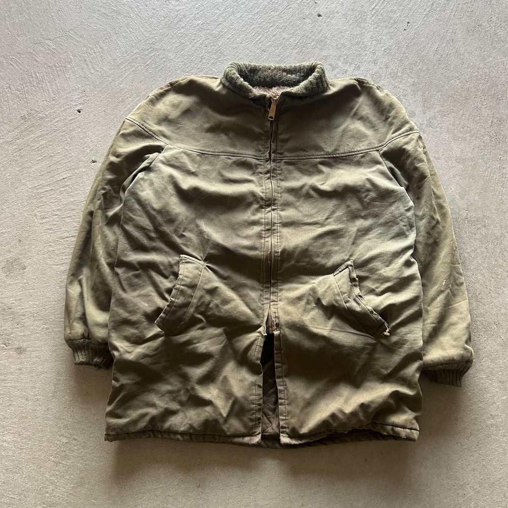 Vintage 60s‎ JC Penney's Outerwear Jacket Size 42 Green Pile Lining Thrashed USA